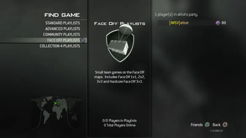 Face Off playlists screen